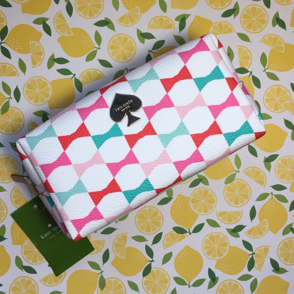 Kate Spade ABSTRACT BOW leather makeup bag